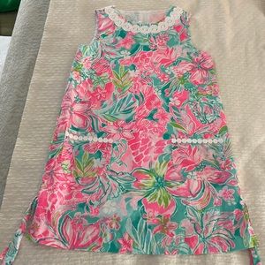 Lilly Pulitzer aqua and pink floral shift dress